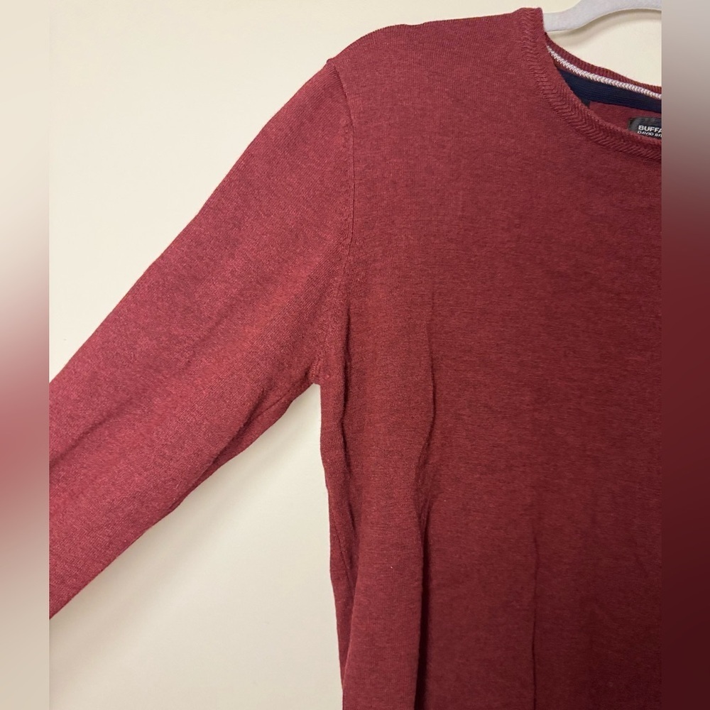 Buffalo David Bitton Men's Maroon Crewneck Sweater - Picture 3 of 5